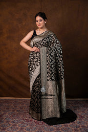 Khaddi Georgette Handloom Banarasi Saree - Water Zari - The Handlooms