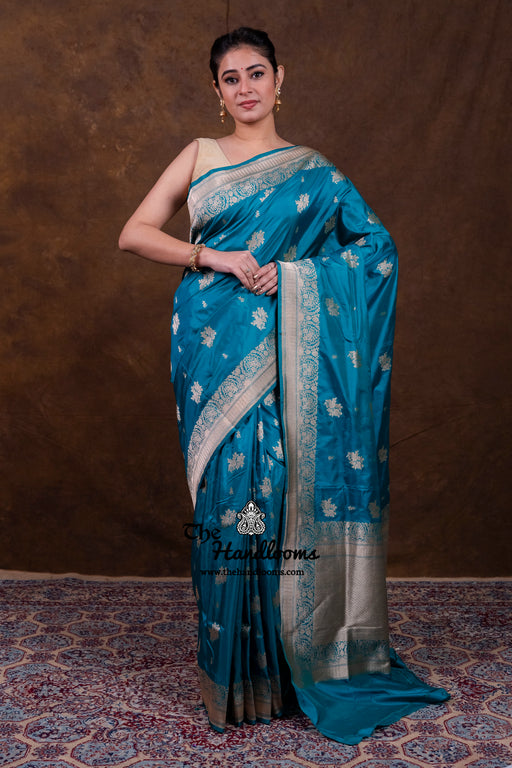 Pure Katan Silk Banarasi Handloom Saree - All Over Jaal Work - The Handlooms