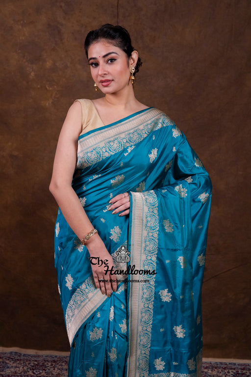 Pure Katan Silk Banarasi Handloom Saree - All Over Jaal Work - The Handlooms