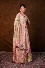 Rangkat Pure Khaddi Georgette Handloom Banarasi Lehenga - The Handlooms