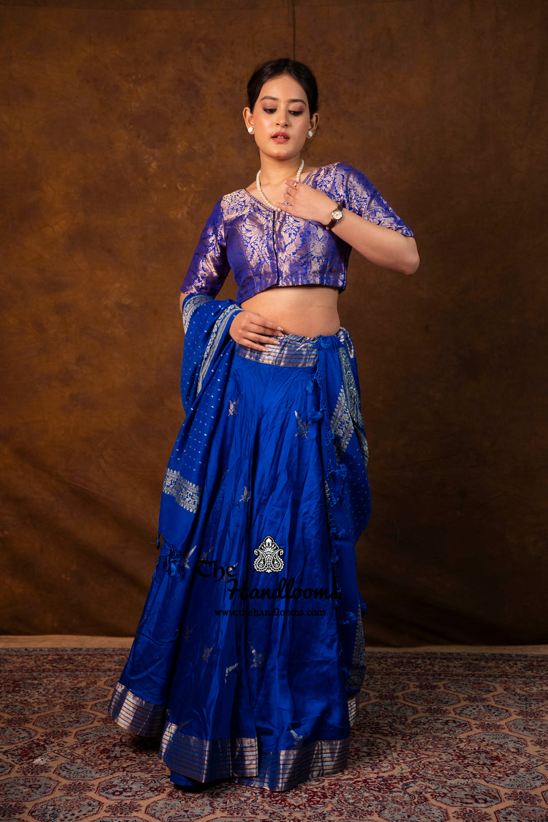 Pure Chiniya Silk Handloom Banarasi Lehenga - Stitched - The Handlooms