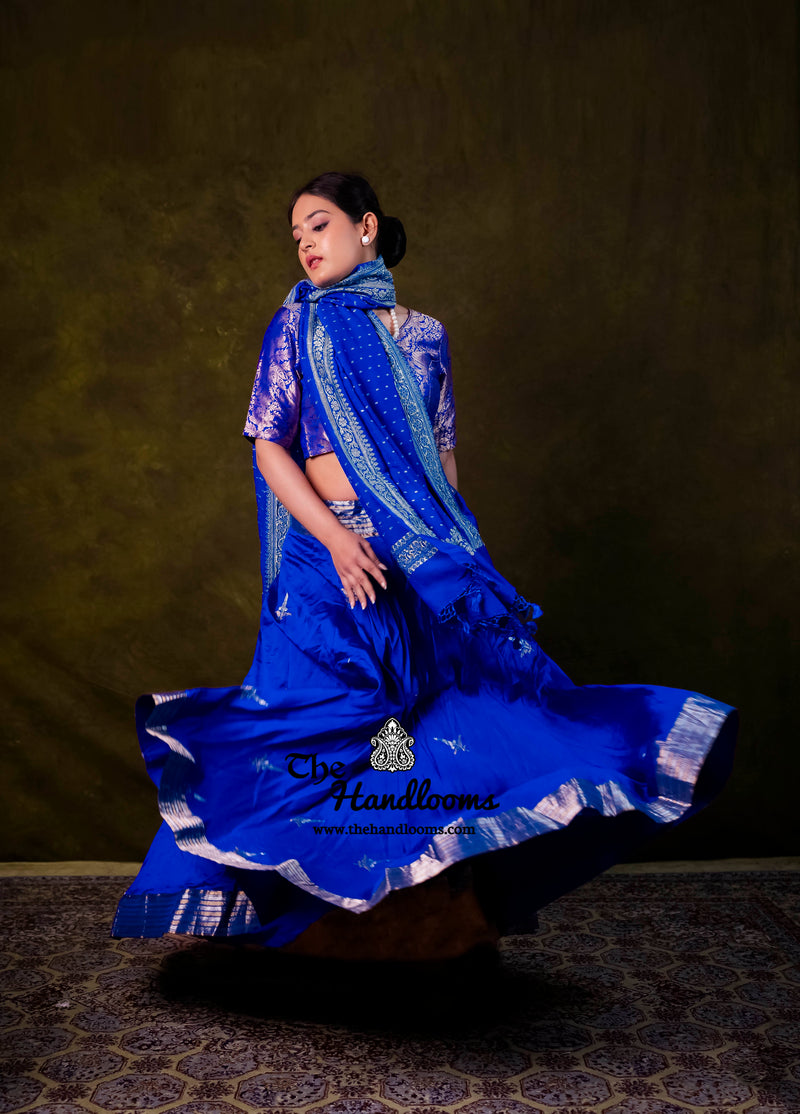 Pure Chiniya Silk Handloom Banarasi Lehenga - Stitched - The Handlooms
