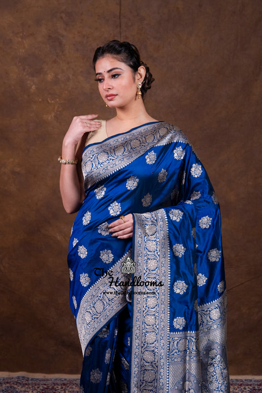Pure Katan Silk Banarasi Handloom Saree - All Over Jaal Work - The Handlooms