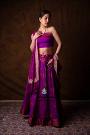Pure Chiffon Khaddi Handloom Banarasi Lehenga - Stitched - The Handlooms