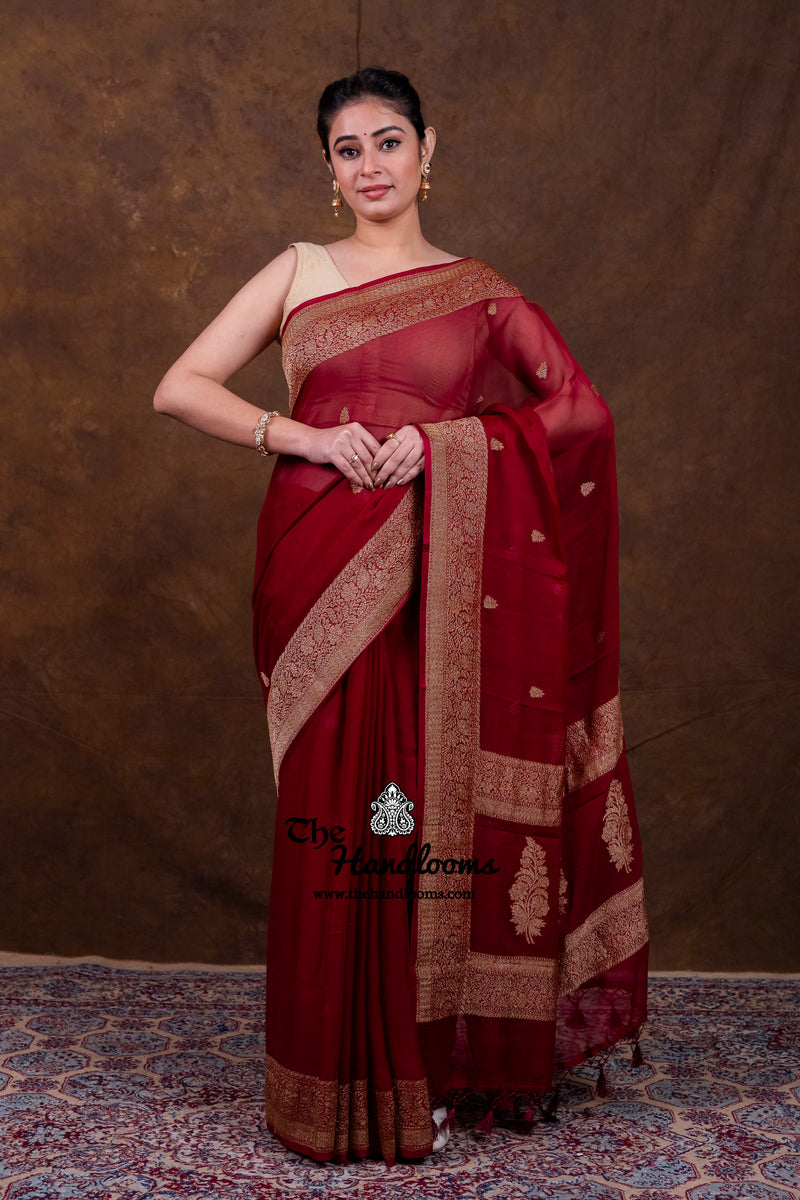 Pure Georgette Banarasi Saree - Antique Zari