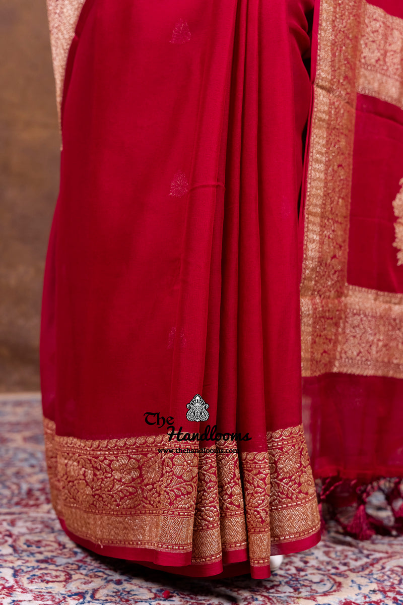 Pure Georgette Banarasi Saree - Antique Zari