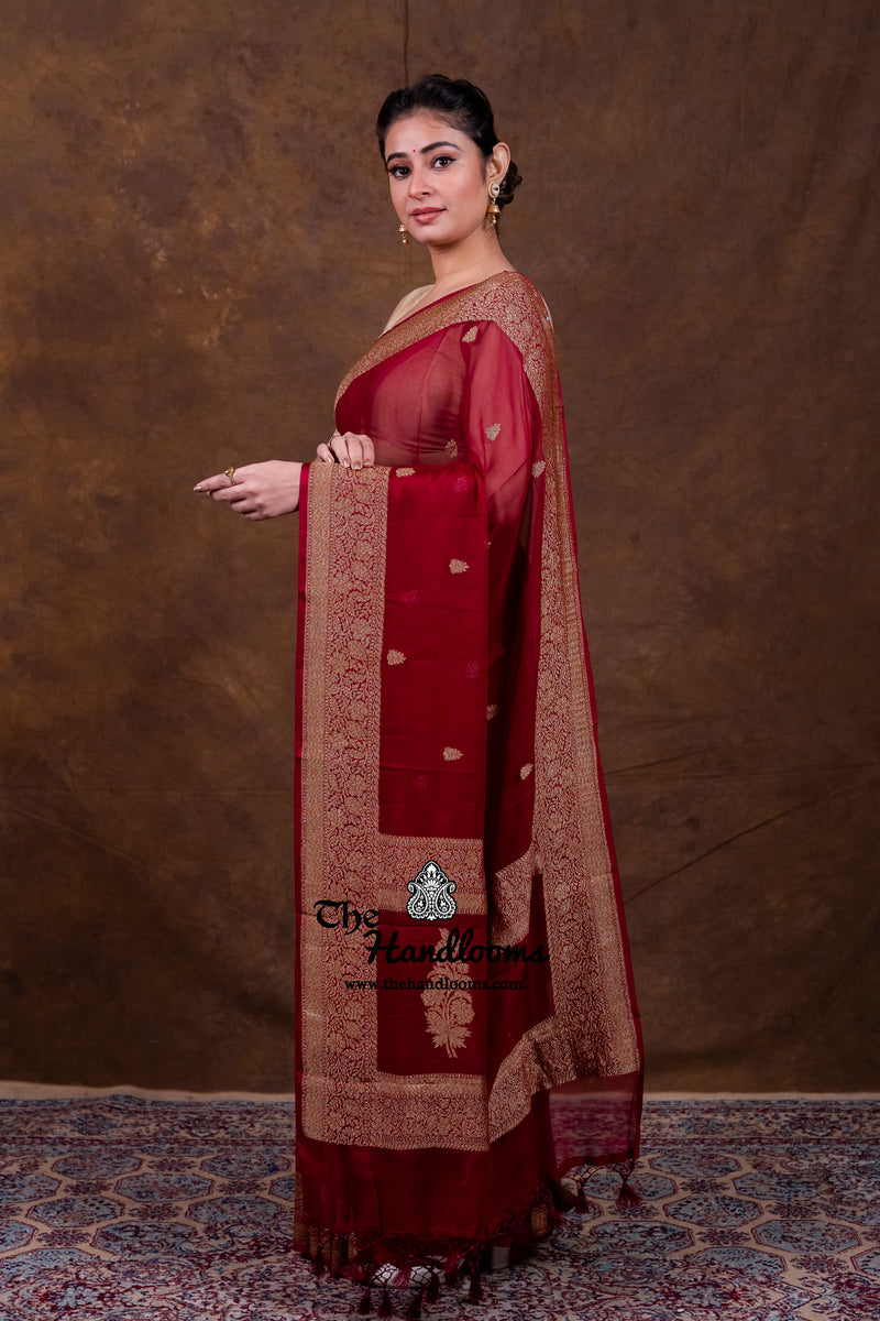 Pure Georgette Banarasi Saree - Antique Zari