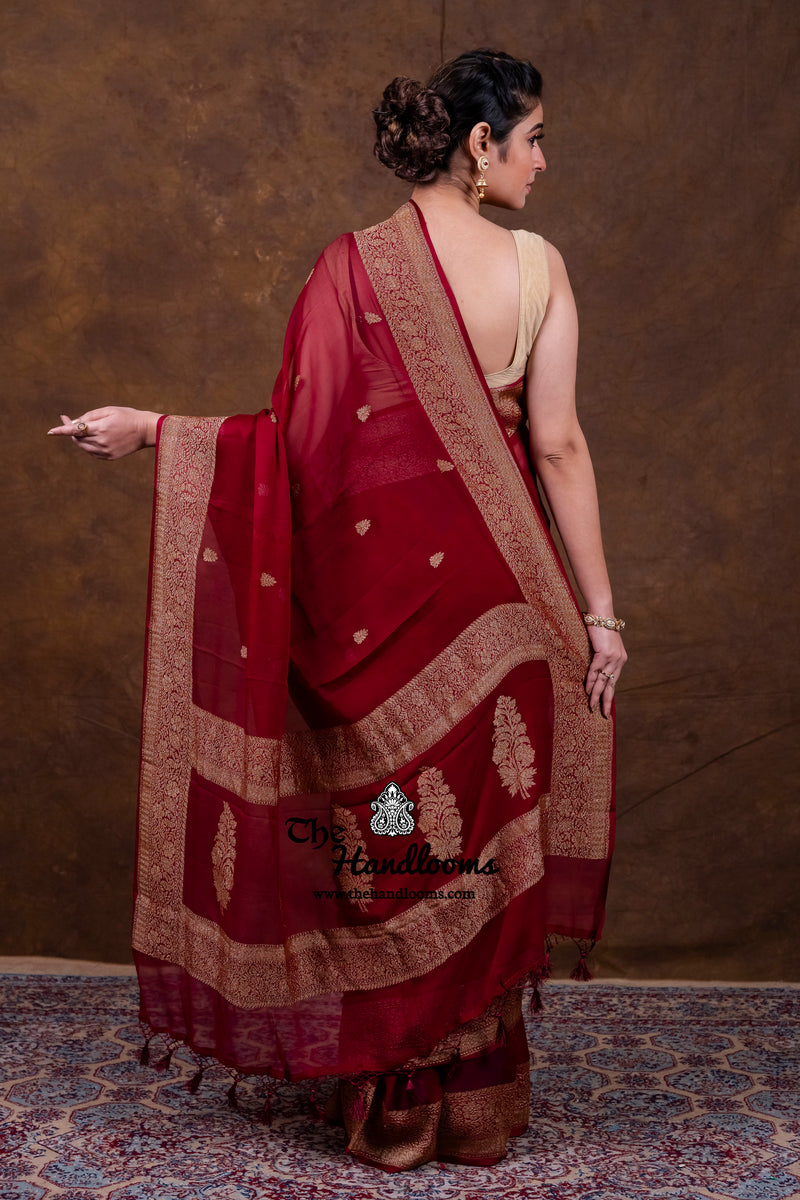 Pure Georgette Banarasi Saree - Antique Zari
