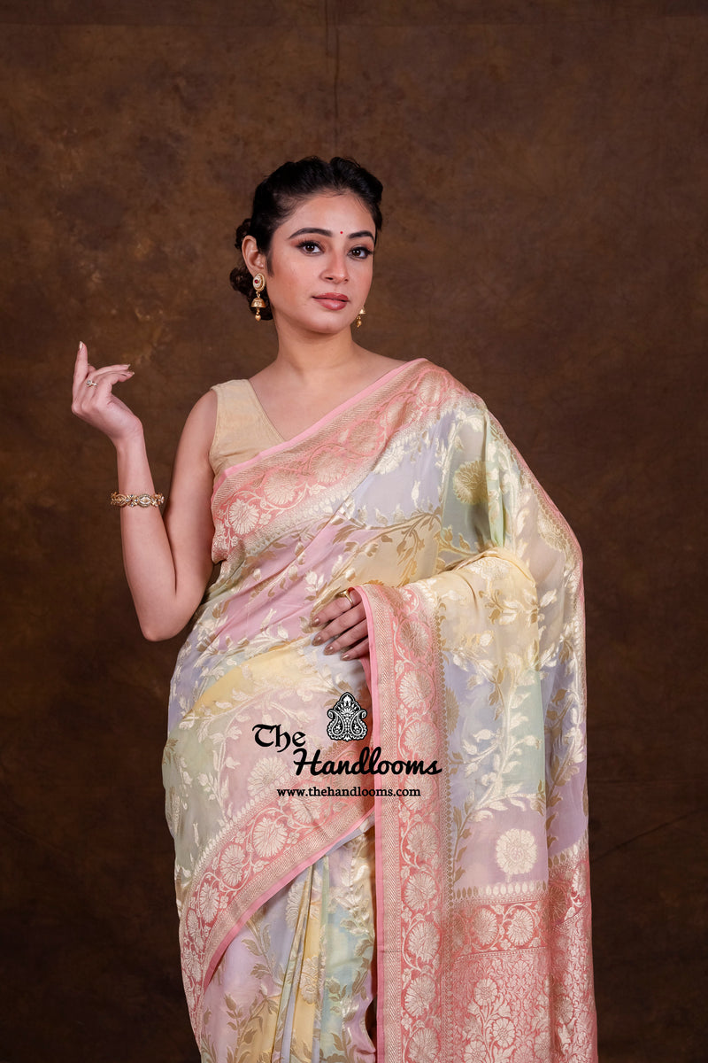 Khaddi Georgette Handloom Banarasi Saree