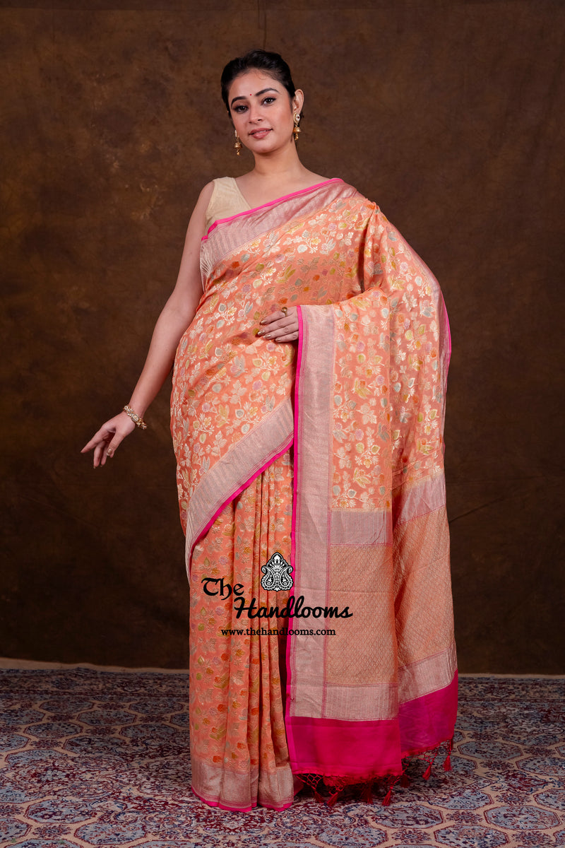 Pure Khaddi Georgette Banarasi Saree - Water Zari