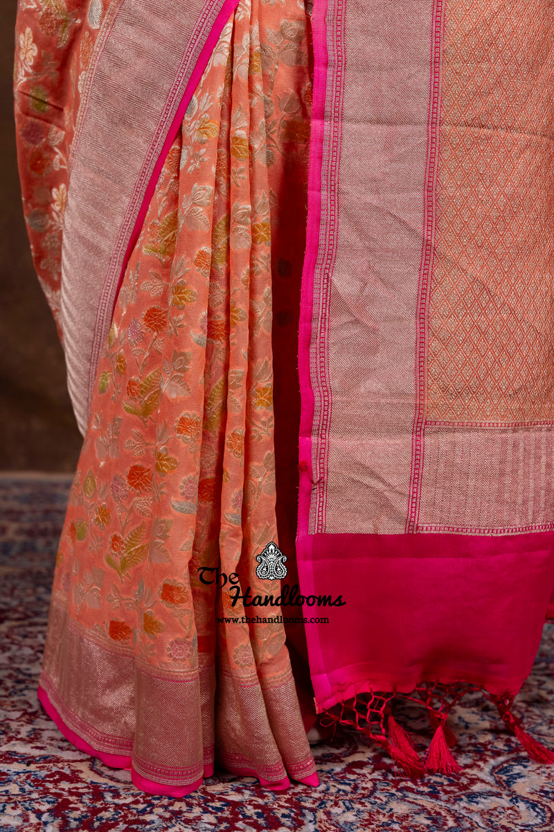 Pure Khaddi Georgette Banarasi Saree - Water Zari