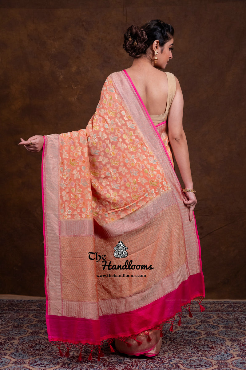 Pure Khaddi Georgette Banarasi Saree - Water Zari