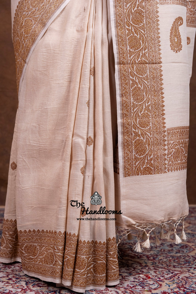 Tussar Georgette Handloom Banarasi Saree - Antique Zari