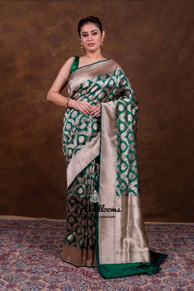 Pure Katan Silk Banarasi Handloom Saree - All Over Jaal Work