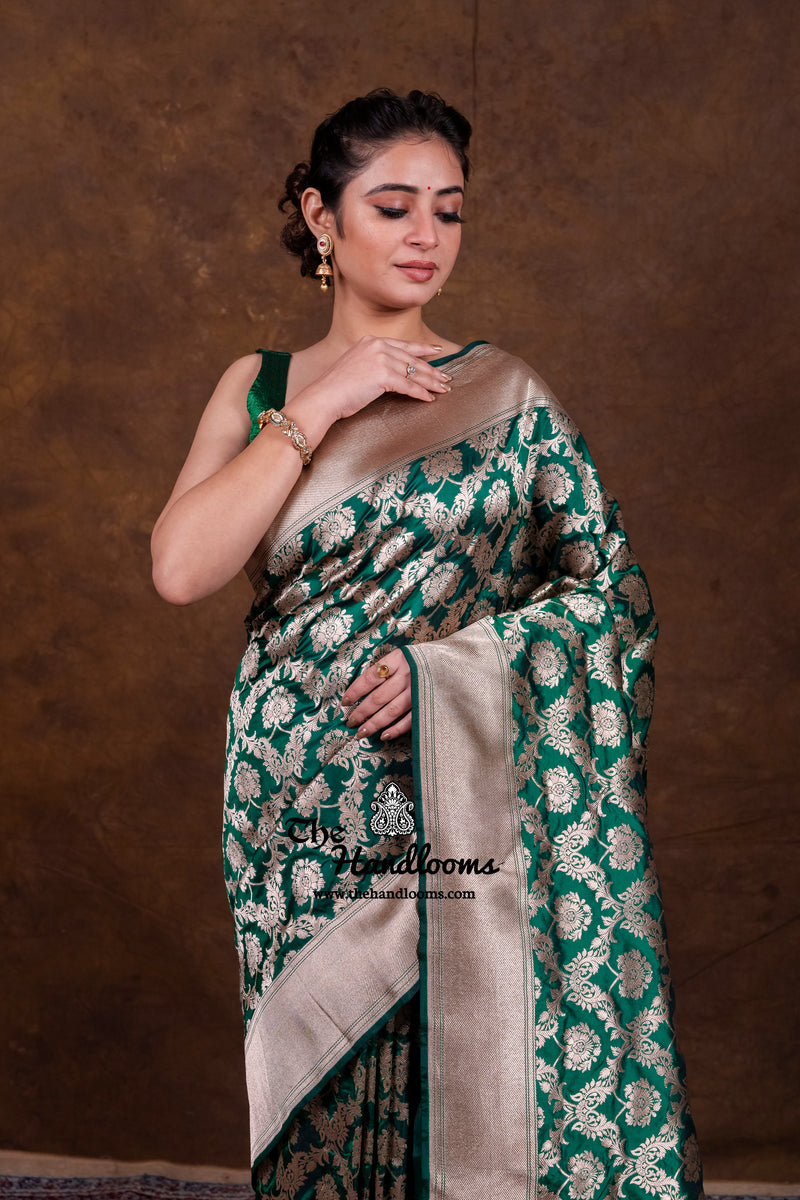 Pure Katan Silk Banarasi Handloom Saree - All Over Jaal Work