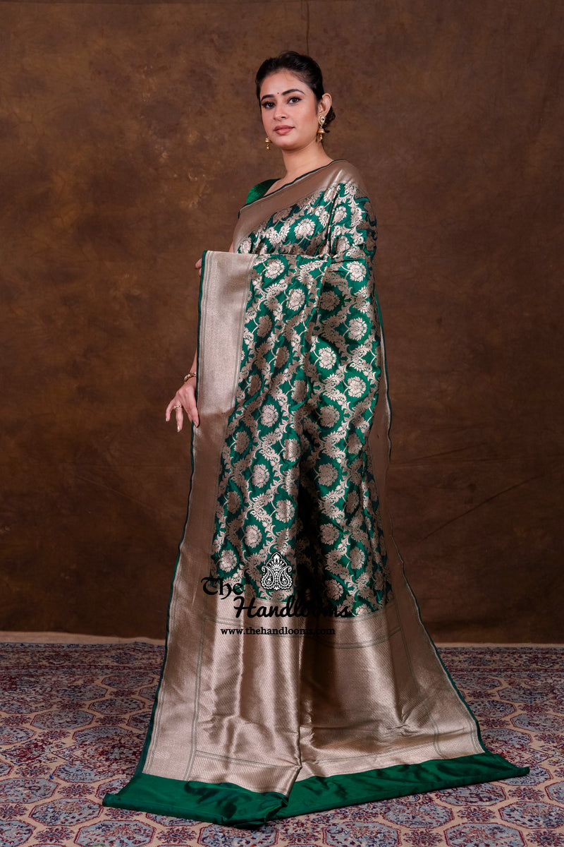 Pure Katan Silk Banarasi Handloom Saree - All Over Jaal Work