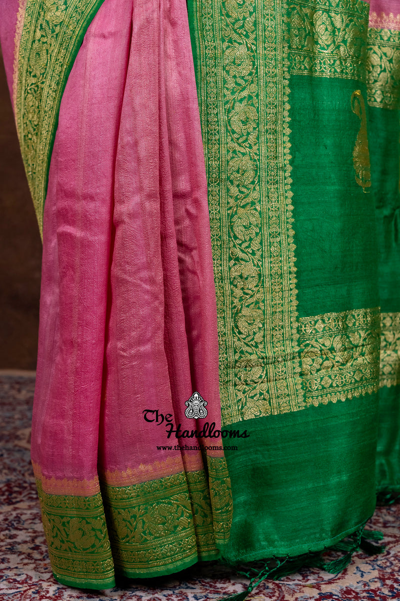 Tussar Georgette Handloom Banarasi Saree - Antique Zari