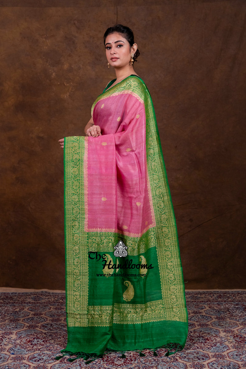 Tussar Georgette Handloom Banarasi Saree - Antique Zari