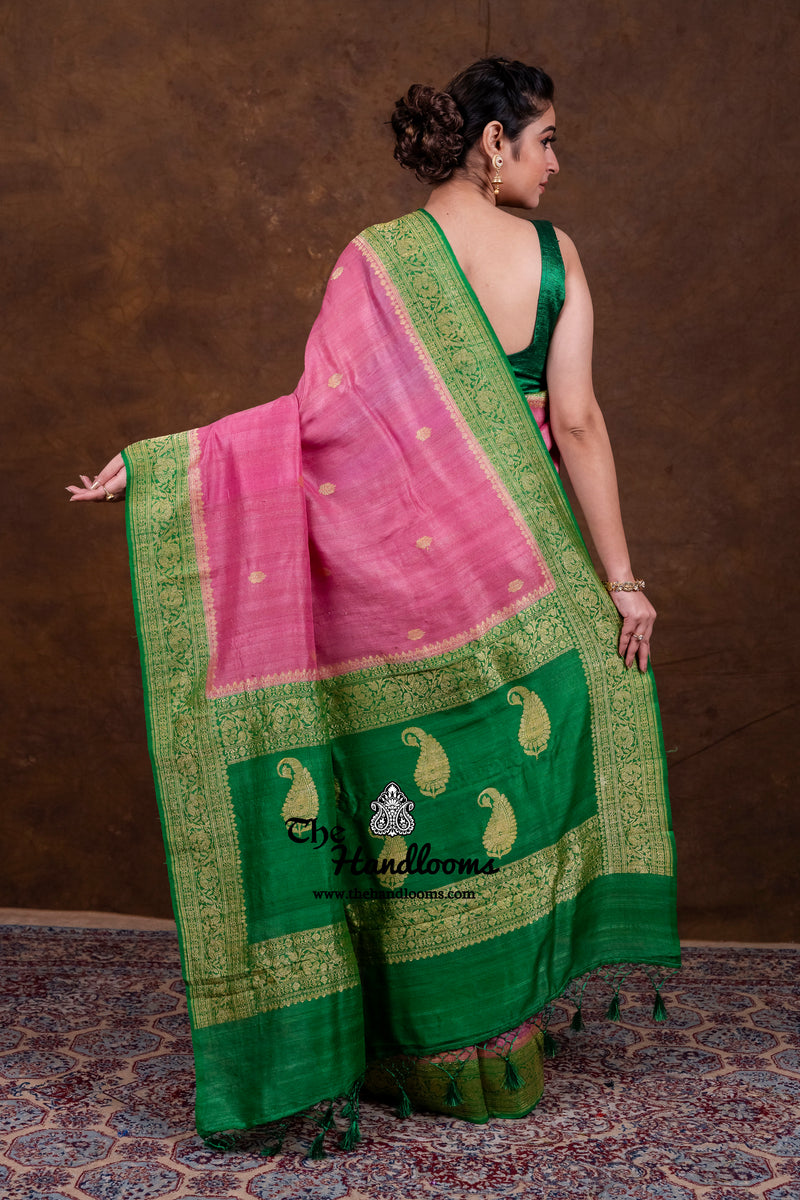 Tussar Georgette Handloom Banarasi Saree - Antique Zari
