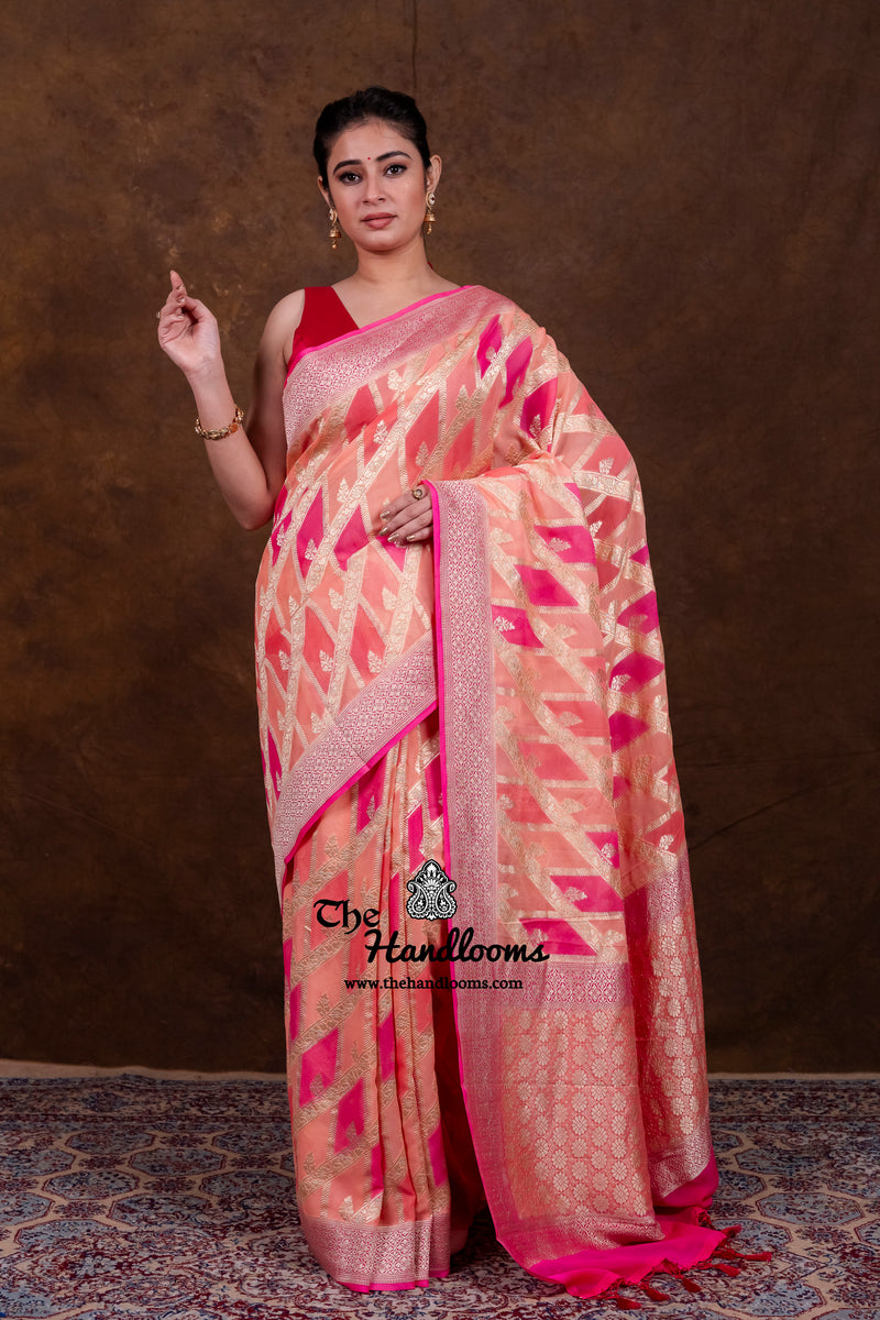 Pure Khaddi Georgette Banarasi Saree - Water Zari