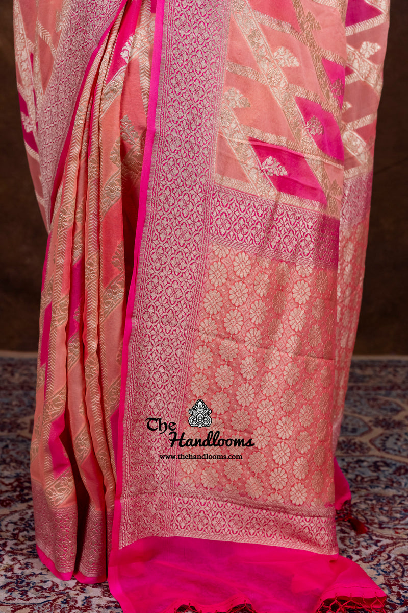 Pure Khaddi Georgette Banarasi Saree - Water Zari