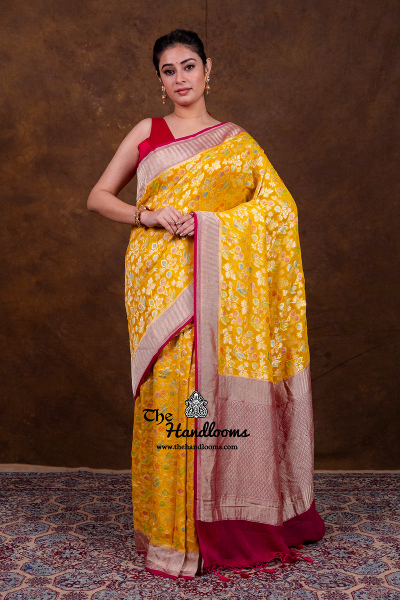 Pure Khaddi Georgette Banarasi Saree - Water Zari