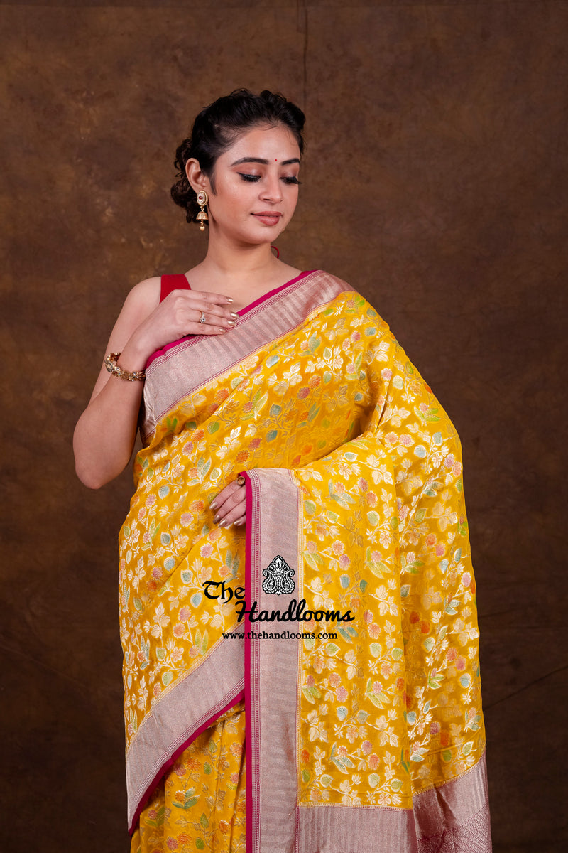 Pure Khaddi Georgette Banarasi Saree - Water Zari