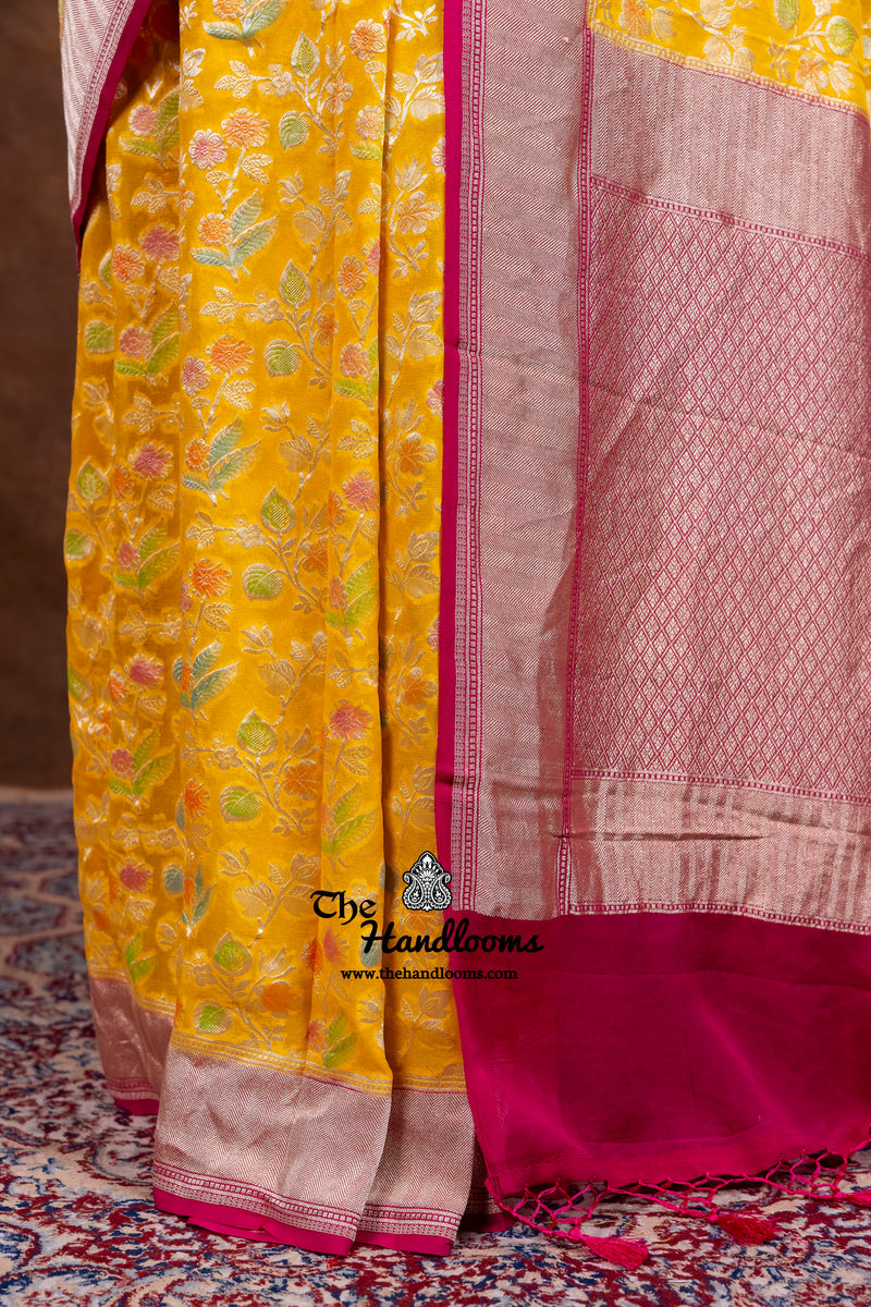 Pure Khaddi Georgette Banarasi Saree - Water Zari