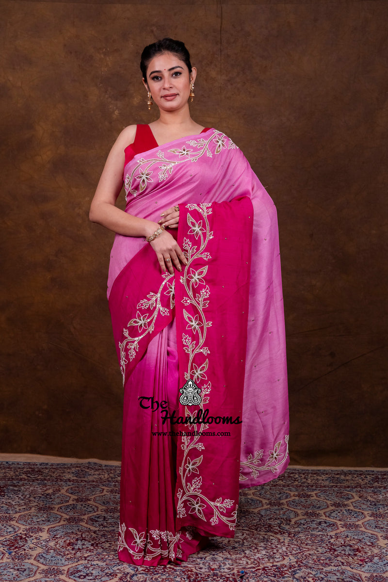 Pure Tussar Georgette Handloom Banarasi Saree With Handwork