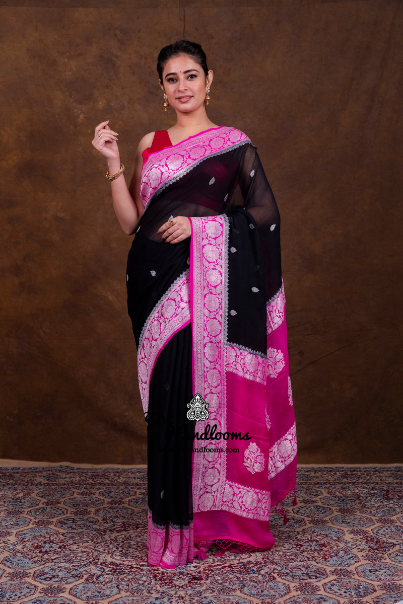 Pure Georgette Handloom Banarasi Saree
