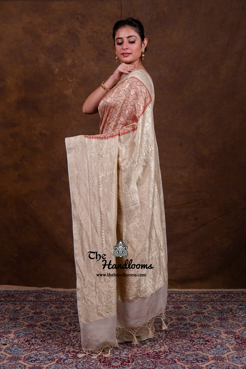 Red Khaddi Georgette Handloom Banarasi Saree - Tanchui Brocade