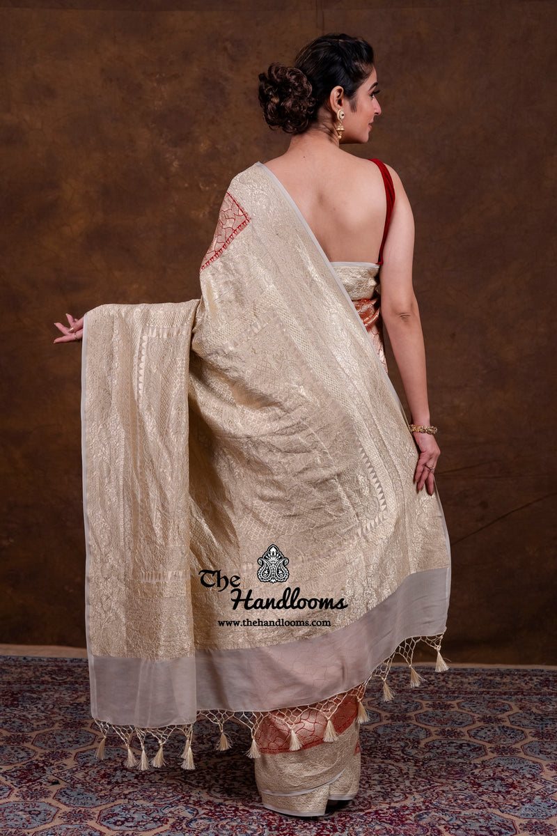 Red Khaddi Georgette Handloom Banarasi Saree - Tanchui Brocade