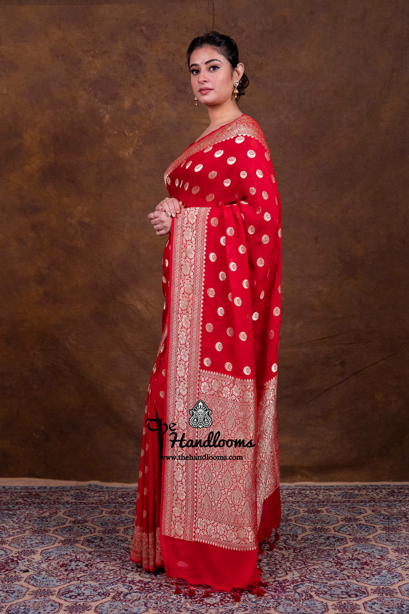 Khaddi Georgette Handloom Banarasi Saree - Water Zari