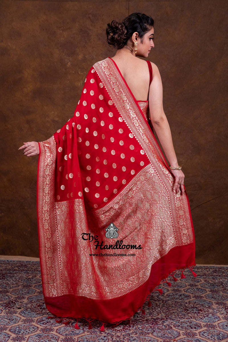 Khaddi Georgette Handloom Banarasi Saree - Water Zari