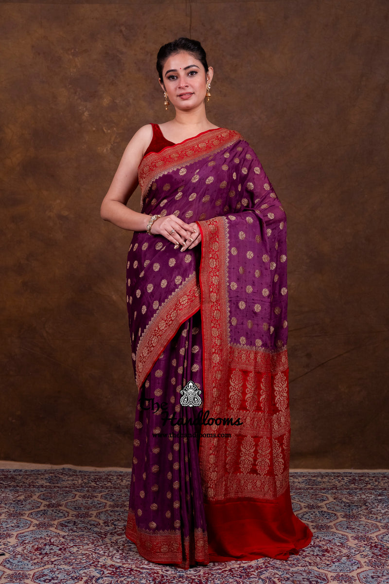 Pure Khaddi Georgette Handloom Banarasi Saree - Antique Zari