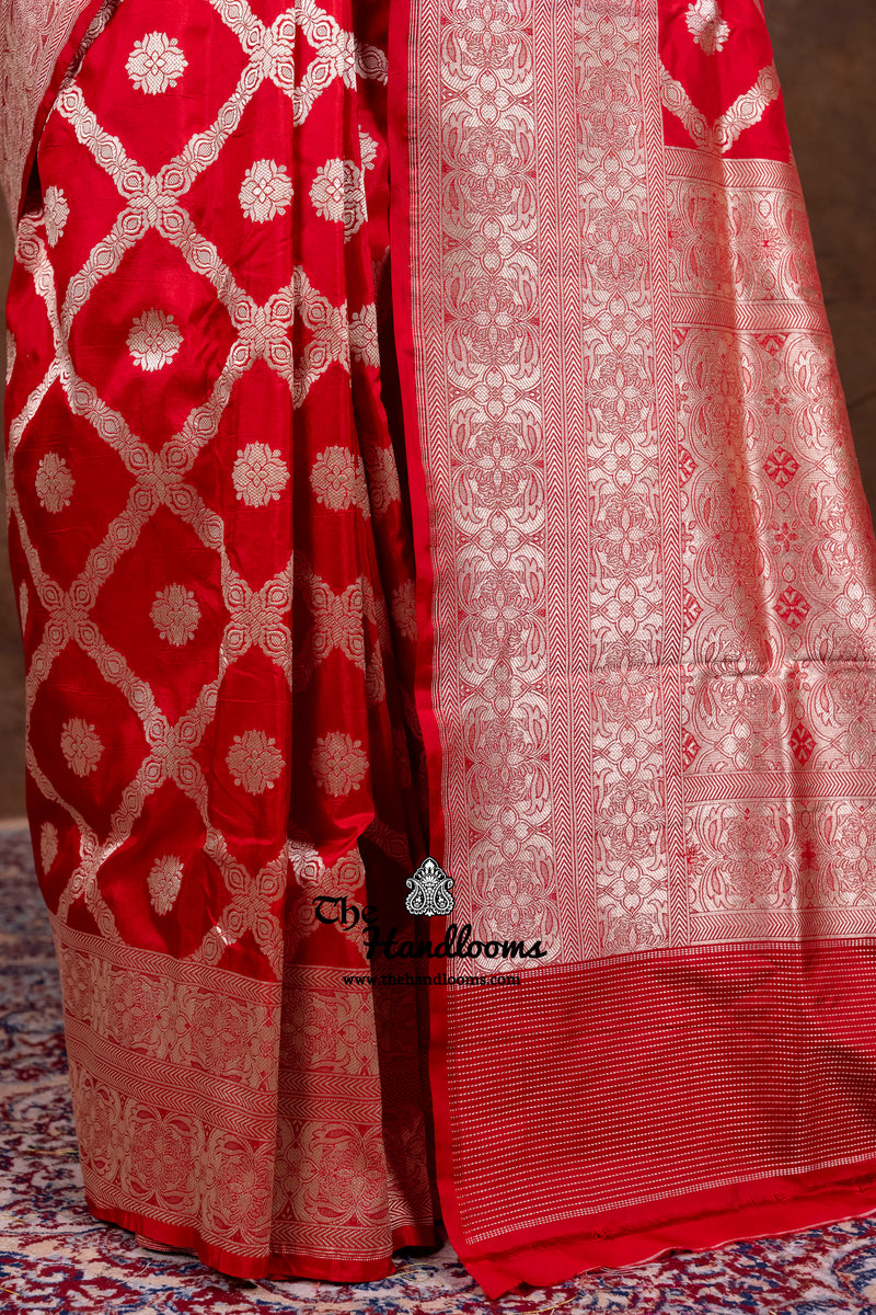 Dia Mirza Red Pure Katan Silk Banarasi Handloom Saree - All Over Jaal Work