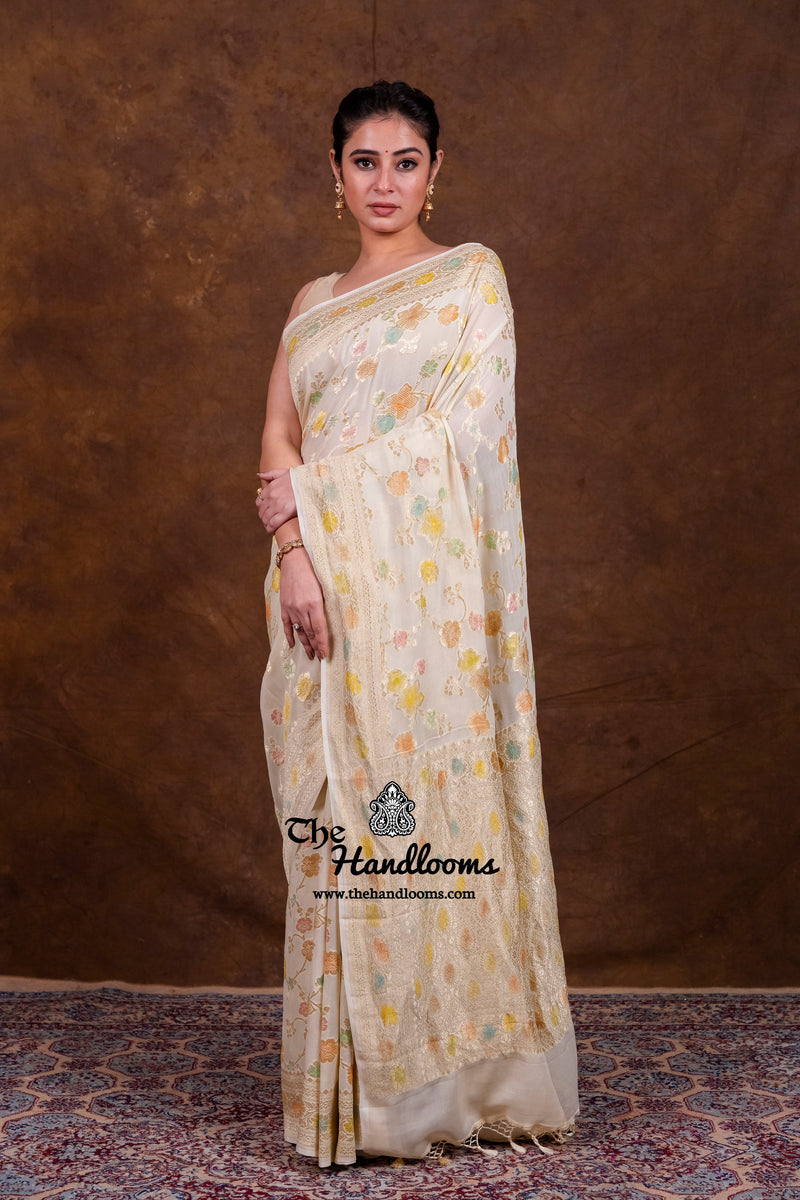 Pure Khaddi Georgette Banarasi Saree - Water Zari