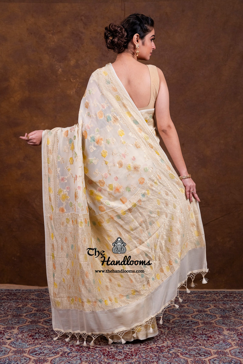 Pure Khaddi Georgette Banarasi Saree - Water Zari