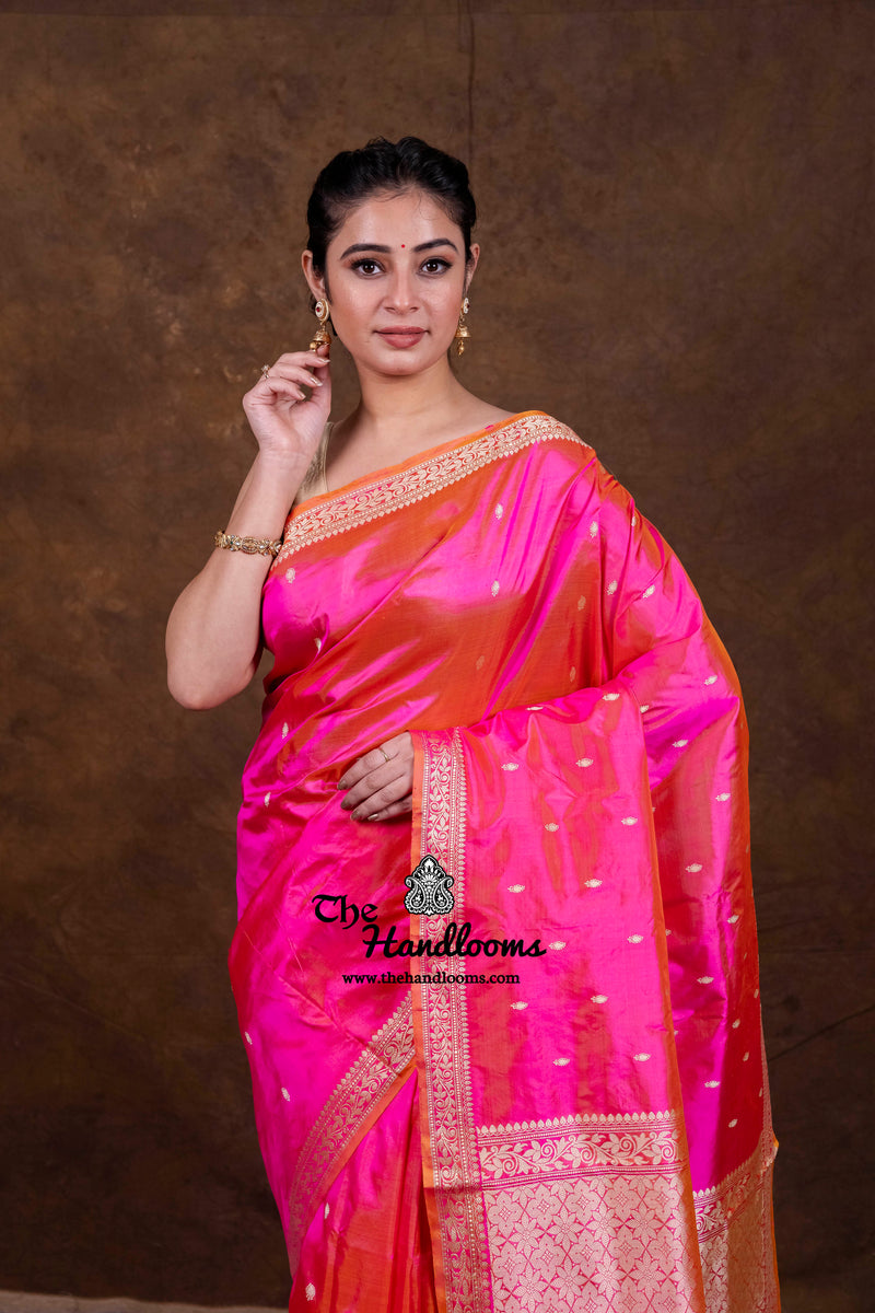 Pure Katan Silk Reshmi Zari Banarasi Handloom Saree