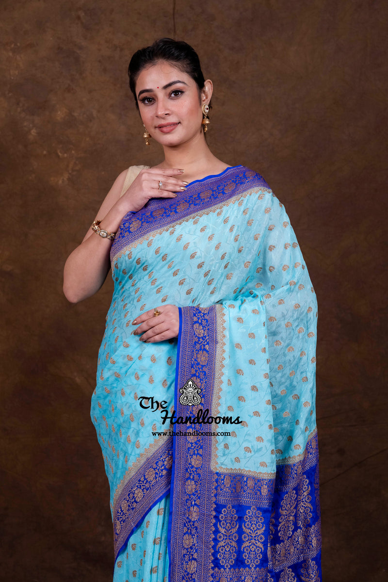 Pure Khaddi Georgette Handloom Banarasi Saree