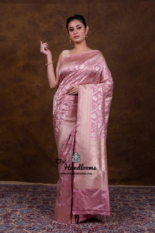 Pure Katan Silk Banarasi Handloom Saree - All Over Sona Roopa Jaal Work - The Handlooms