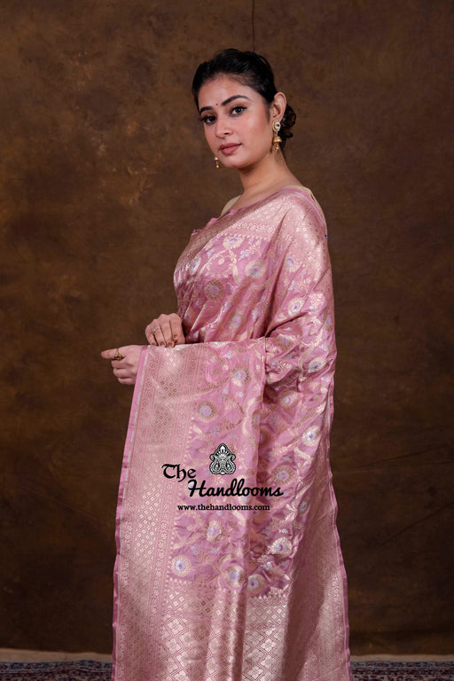 Pure Katan Silk Banarasi Handloom Saree - All Over Sona Roopa Jaal Work - The Handlooms