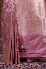 Pure Katan Silk Banarasi Handloom Saree - All Over Sona Roopa Jaal Work - The Handlooms