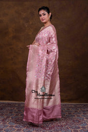 Pure Katan Silk Banarasi Handloom Saree - All Over Sona Roopa Jaal Work - The Handlooms