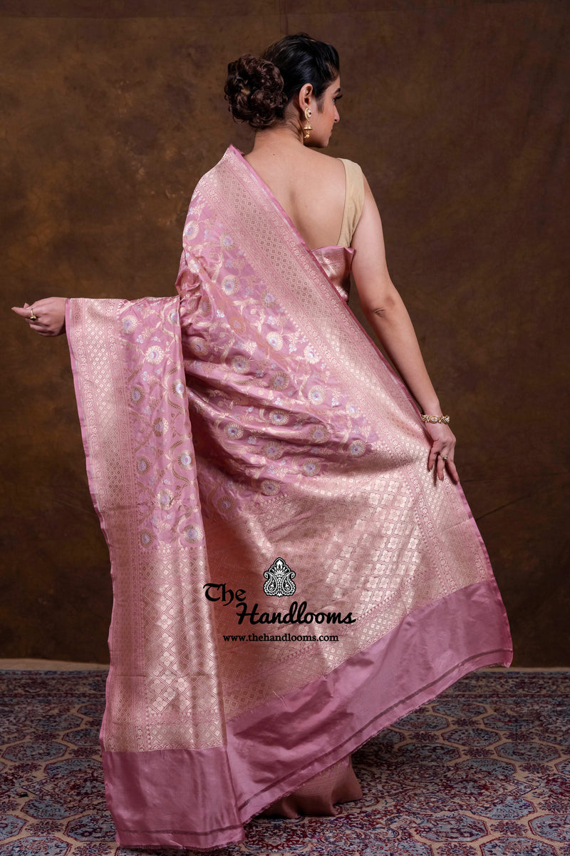 Pure Katan Silk Banarasi Handloom Saree - All Over Sona Roopa Jaal Work - The Handlooms