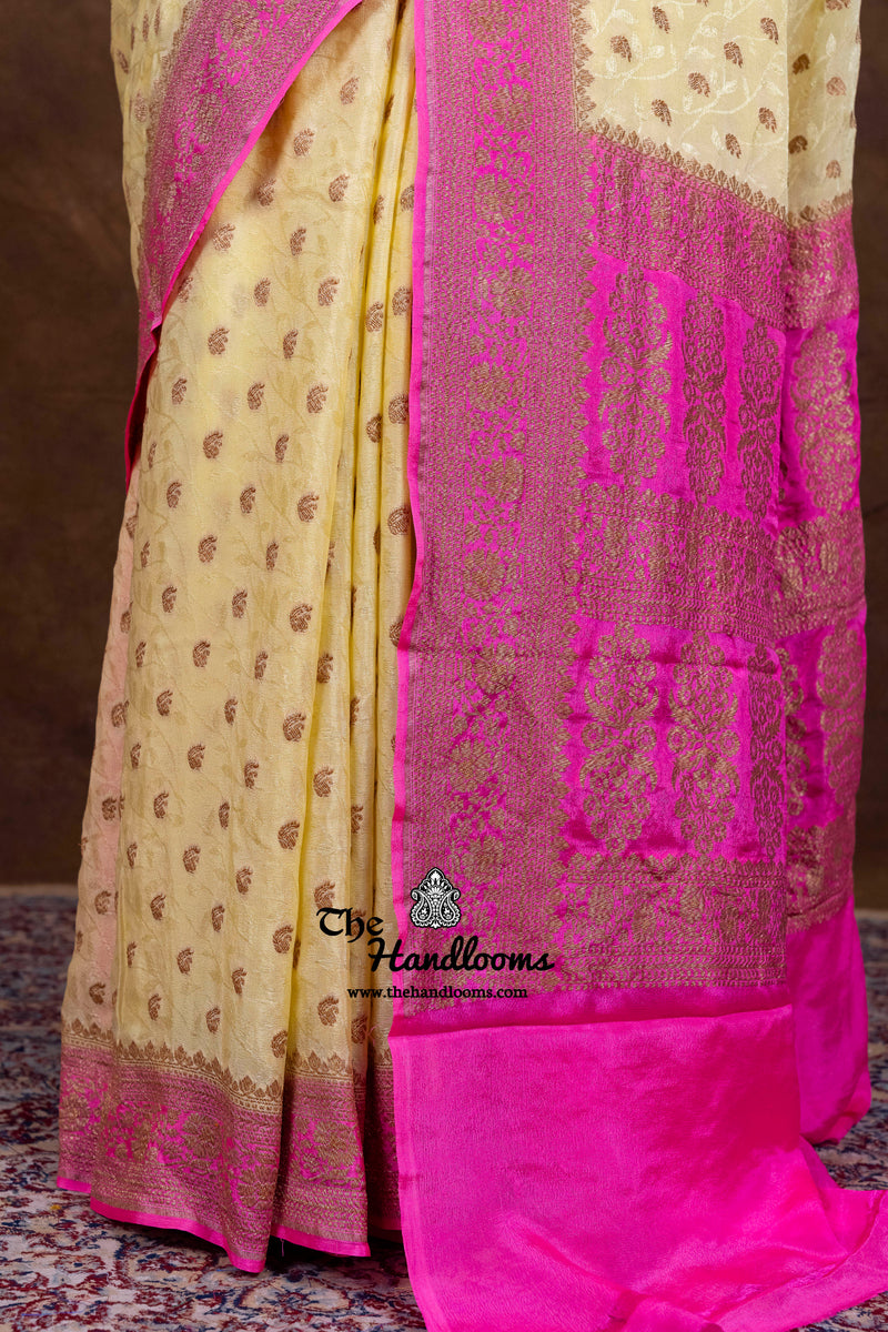 Pure Khaddi Georgette Handloom Banarasi Saree - Antique Zari