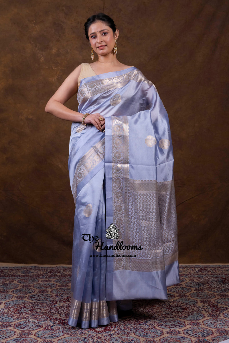 Grey Pure Mango Silk Banarasi Handloom Saree