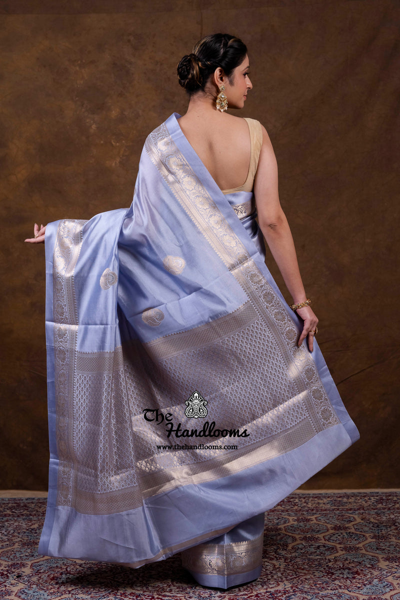 Grey Pure Mango Silk Banarasi Handloom Saree