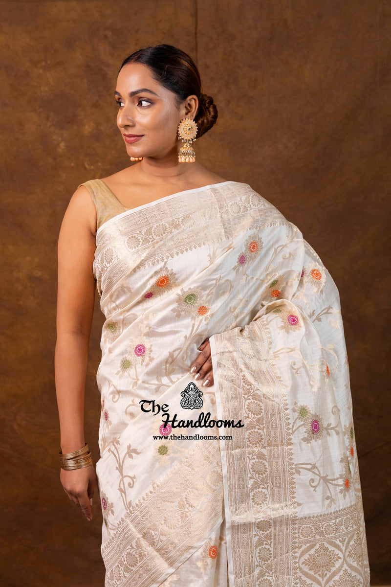 Pure Dupion Silk Banarasi Saree - Gold Zari