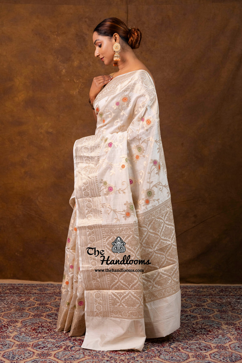 Pure Dupion Silk Banarasi Saree - Gold Zari